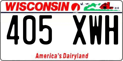 WI license plate 405XWH