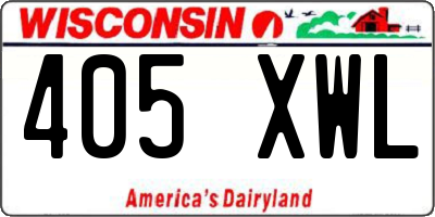 WI license plate 405XWL