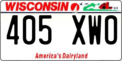 WI license plate 405XWO