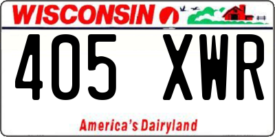 WI license plate 405XWR