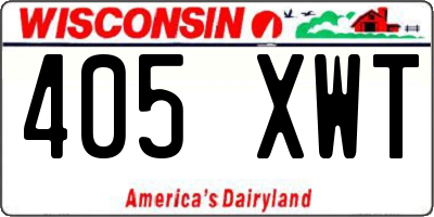 WI license plate 405XWT