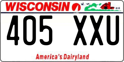 WI license plate 405XXU
