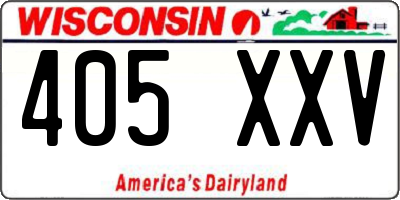 WI license plate 405XXV