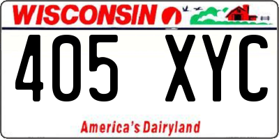 WI license plate 405XYC