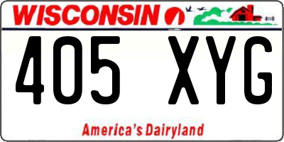 WI license plate 405XYG