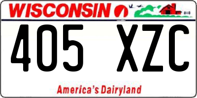 WI license plate 405XZC