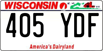 WI license plate 405YDF