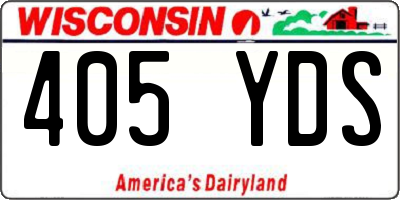 WI license plate 405YDS