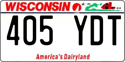 WI license plate 405YDT
