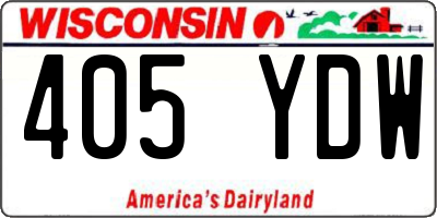 WI license plate 405YDW