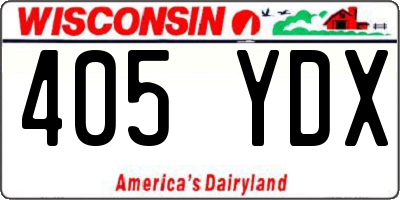 WI license plate 405YDX