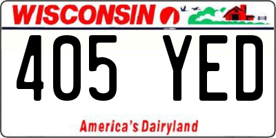 WI license plate 405YED