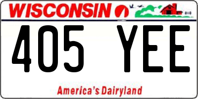WI license plate 405YEE