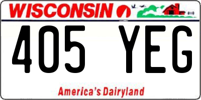 WI license plate 405YEG