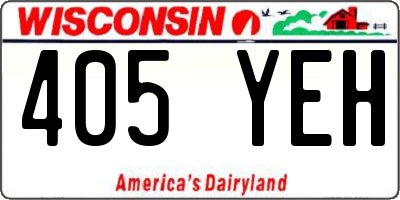 WI license plate 405YEH