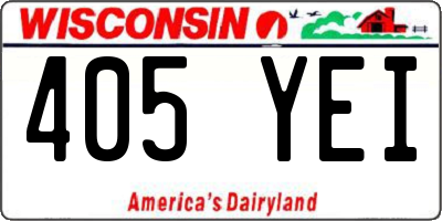WI license plate 405YEI
