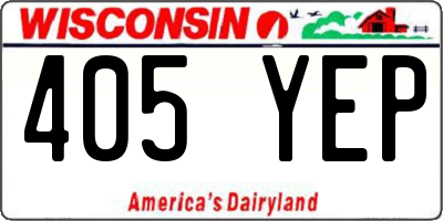 WI license plate 405YEP