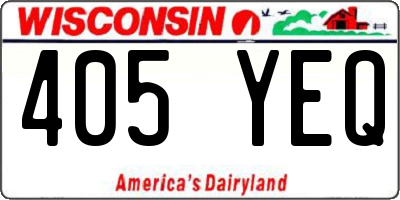 WI license plate 405YEQ