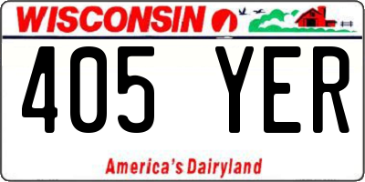 WI license plate 405YER