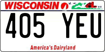 WI license plate 405YEU