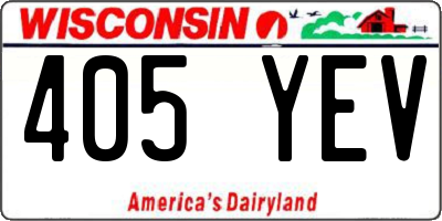 WI license plate 405YEV