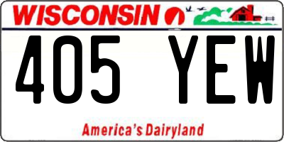 WI license plate 405YEW