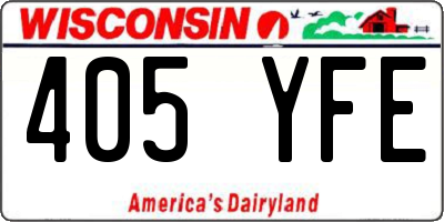 WI license plate 405YFE