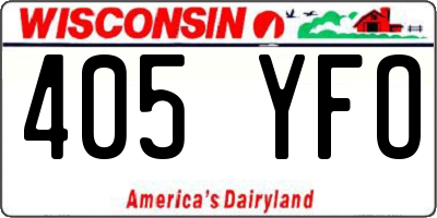 WI license plate 405YFO