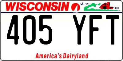 WI license plate 405YFT