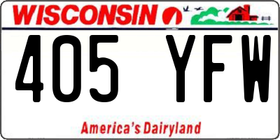 WI license plate 405YFW