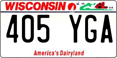 WI license plate 405YGA