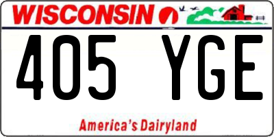 WI license plate 405YGE