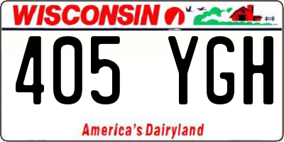 WI license plate 405YGH