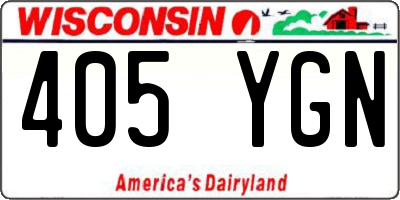 WI license plate 405YGN