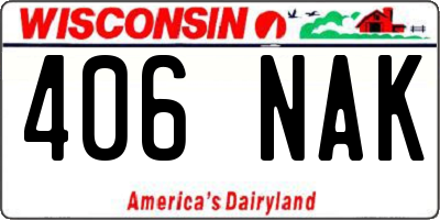 WI license plate 406NAK