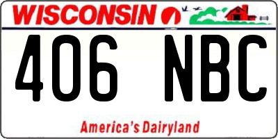 WI license plate 406NBC
