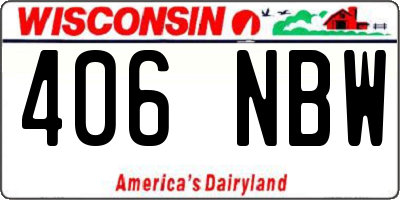 WI license plate 406NBW