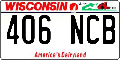 WI license plate 406NCB