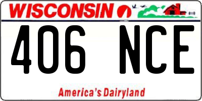 WI license plate 406NCE