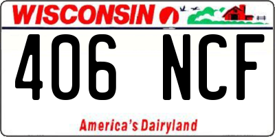 WI license plate 406NCF