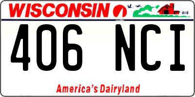 WI license plate 406NCI