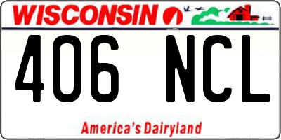 WI license plate 406NCL