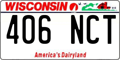 WI license plate 406NCT