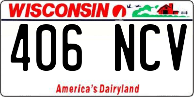 WI license plate 406NCV