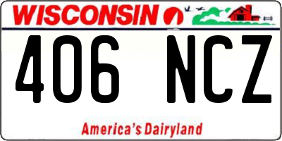 WI license plate 406NCZ