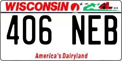WI license plate 406NEB