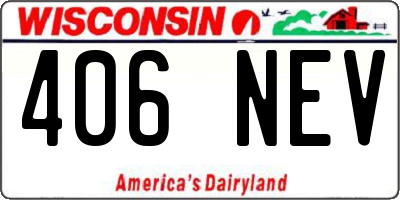 WI license plate 406NEV
