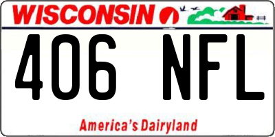 WI license plate 406NFL
