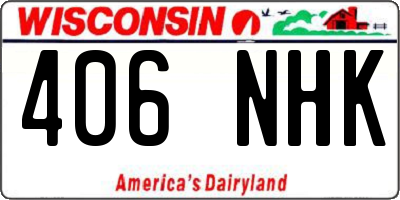WI license plate 406NHK