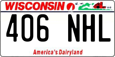 WI license plate 406NHL